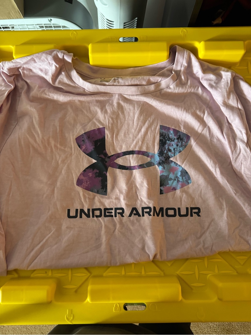 Under Armour Light Pink Long-Sleeve Tee with Camo Logo